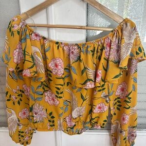Floral Off-Shoulder Yellow women blouse Top